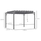 Outsunny 3 x 3(m) Outdoor Pergola with Retractable Roof, Aluminium Louvered Patio Gazebo Canopy for Lawn Garden Patio, Grey - anydaydirect