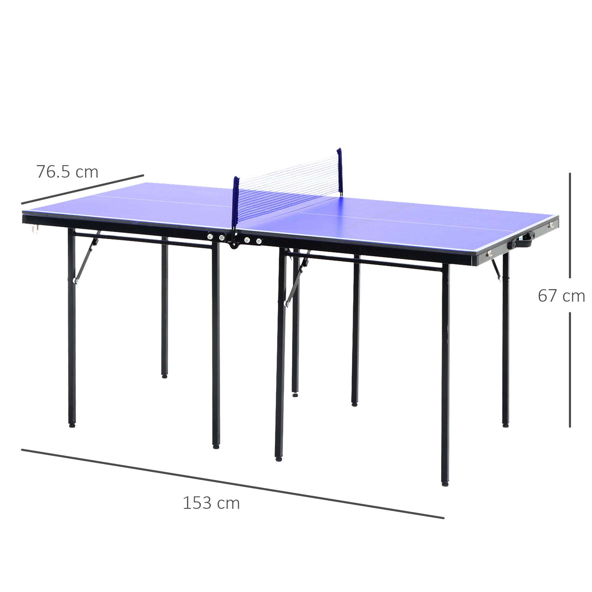 HOMCOM Folding 5ft Mini Compact Table Tennis Top Ping Pong Table Set Professional Net Games Sports Training Play Blue - anydaydirect