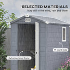 Outsunny 4 x 6ft Garden Shed with Foundation Kit, Polypropylene Outdoor Storage Tool House with Ventilation Slots and Lockable Door, Grey - anydaydirect