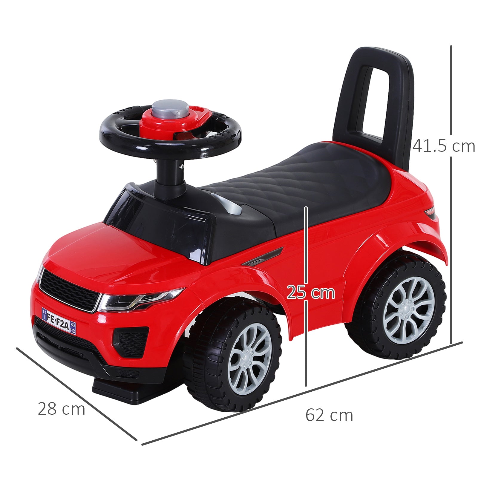 HOMCOM 3-in-1 Ride On Car Foot To Floor Slider Toddler w/ Horn Steering Wheel NO POWER Manual Under Seat Storage Safe Design Red - anydaydirect