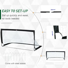 HOMCOM Set of 2 Football Goal Net 6 x 3 ft Foldable Outdoor Sport Training Teens Adults Football with Carrying Bag Black - anydaydirect