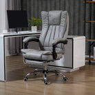 Vinsetto Home Office Chair Microfibre Desk Chair with Reclining Function Armrests Swivel Wheels Footrest Grey - anydaydirect