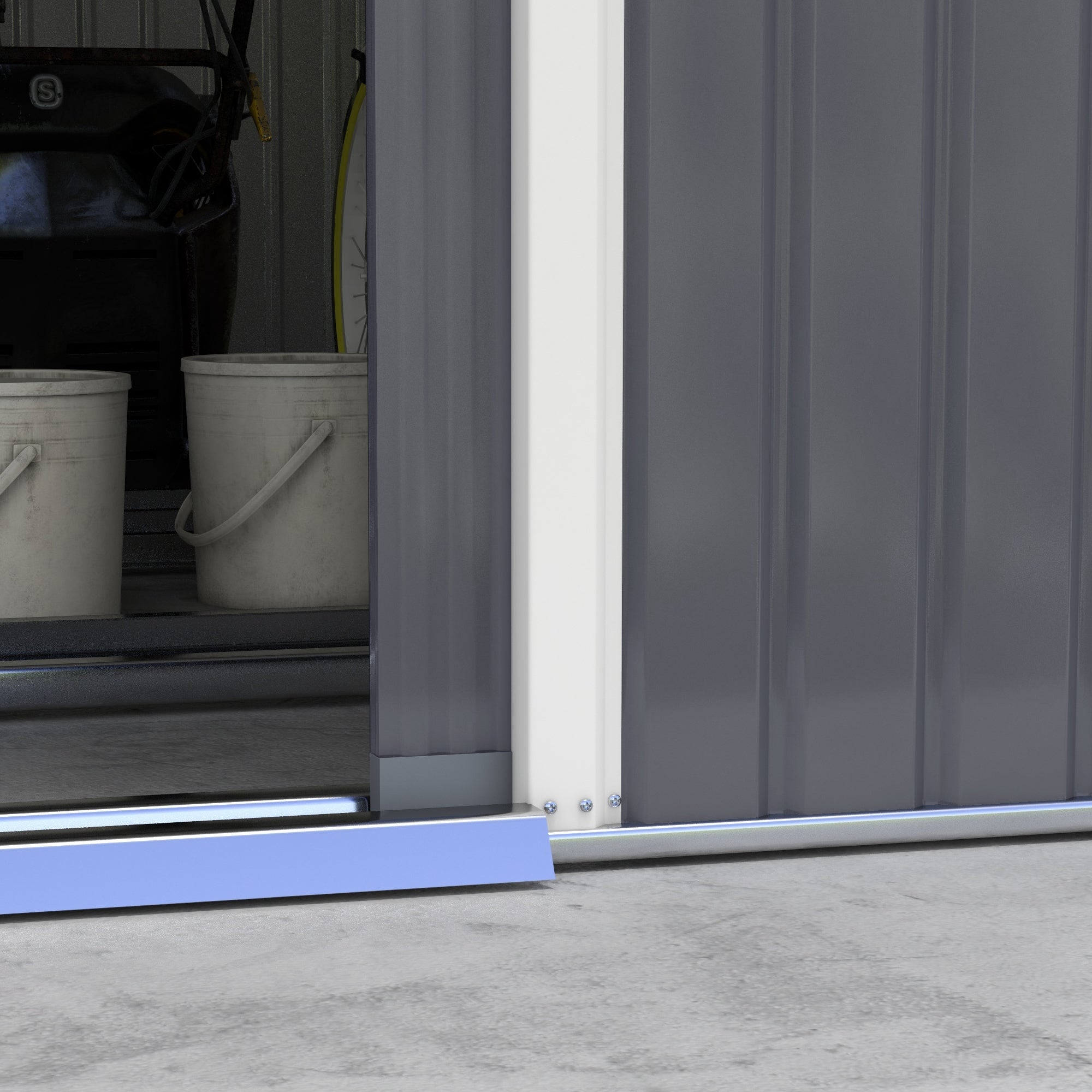 Outsunny 13 x 11ft Foundation Ventilation Steel Outdoor Garden Shed Grey - anydaydirect