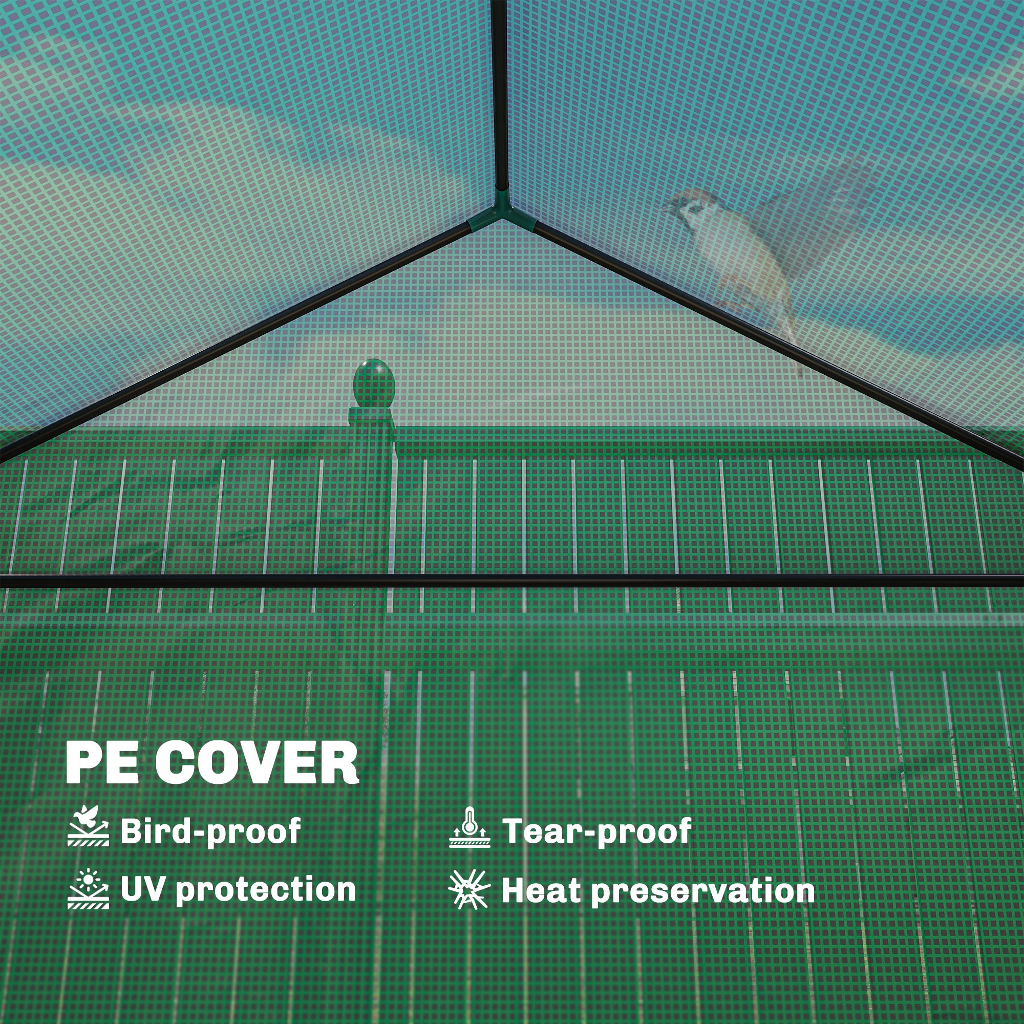 Outsunny Small Greenhouse with Raised Garden Bed, Galvanised Walk-in Greenhouse with Roll Up Windows, 141 x 141 x 190 cm, Green - anydaydirect