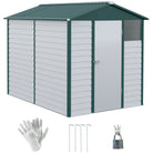 Outsunny 9FT x 6FT Galvanized Metal Garden Shed, Outdoor Storage Shed with Sloped Roof, Lockable Door, Tool Storage Shed for Backyard, Patio, White - anydaydirect