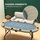 SPORTNOW 10 Player Folding Poker Table, with Cup Holders, Cushioning Edge, Brown and Blue - anydaydirect