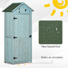 Outsunny Garden Shed Vertical Utility 3 Shelves Shed Wood Outdoor Garden Tool Storage Unit Storage Cabinet, 77 x 54.2 x 179cm - Blue - anydaydirect