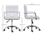 Vinsetto Office Chair, Makeup Vanity Chair, Mid Back Computer Chair, PU Leather Swivel Study Chair with Adjustable Height, Armrest and Rolling Wheels, White - anydaydirect