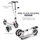 HOMCOM Folding Kick Scooter, Adjustable Ride On Scooter with 200mm Big Wheels and Double Shock Absorption, Urban Scooter for 14+ Teens Adult, White - anydaydirect