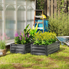 Outsunny Set of Two 110 x 50cm Steel Planter Boxes -  Light Grey - anydaydirect