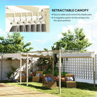 Outsunny 3 x 3(m) Garden Pergola with Retractable Roof and Magnetic Fixture, Outdoor Gazebo Pergola Kit Sun Shade Canopy, UPF30+, Khaki - anydaydirect