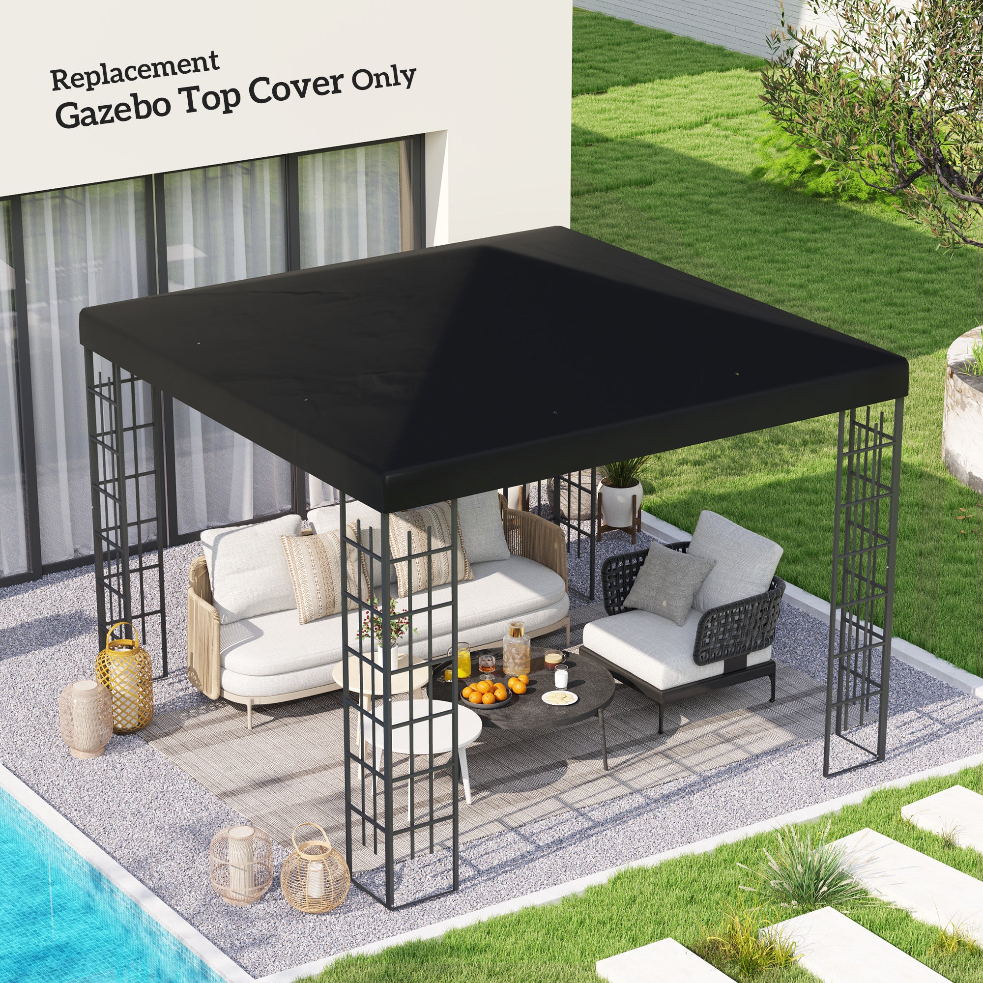Outsunny 3 x 3(m) Gazebo Frame Replacement - Black - anydaydirect