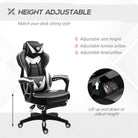 Vinsetto Computer Gaming Chair, Racing Desk Chair with Lumbar Support and Footrest, PU Leather Gamer Chair with Headrest and Swivel Wheels for Home, White - anydaydirect