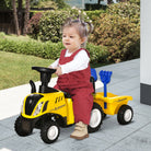 HOMCOM Compatible Baby Toddler Sliding Car NEW HOLLAND Licensed Foot to Floor Slider w/ Horn Storage Steering Wheel for 12-36 Months Yellow - anydaydirect