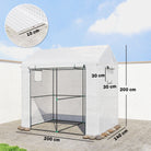 Outsunny Walk-in Greenhouse, Outdoor Tomato Greenhouse with Roll-up Door and Mesh Windows, PE Cover, 200 x 140 x 200cm, White - anydaydirect