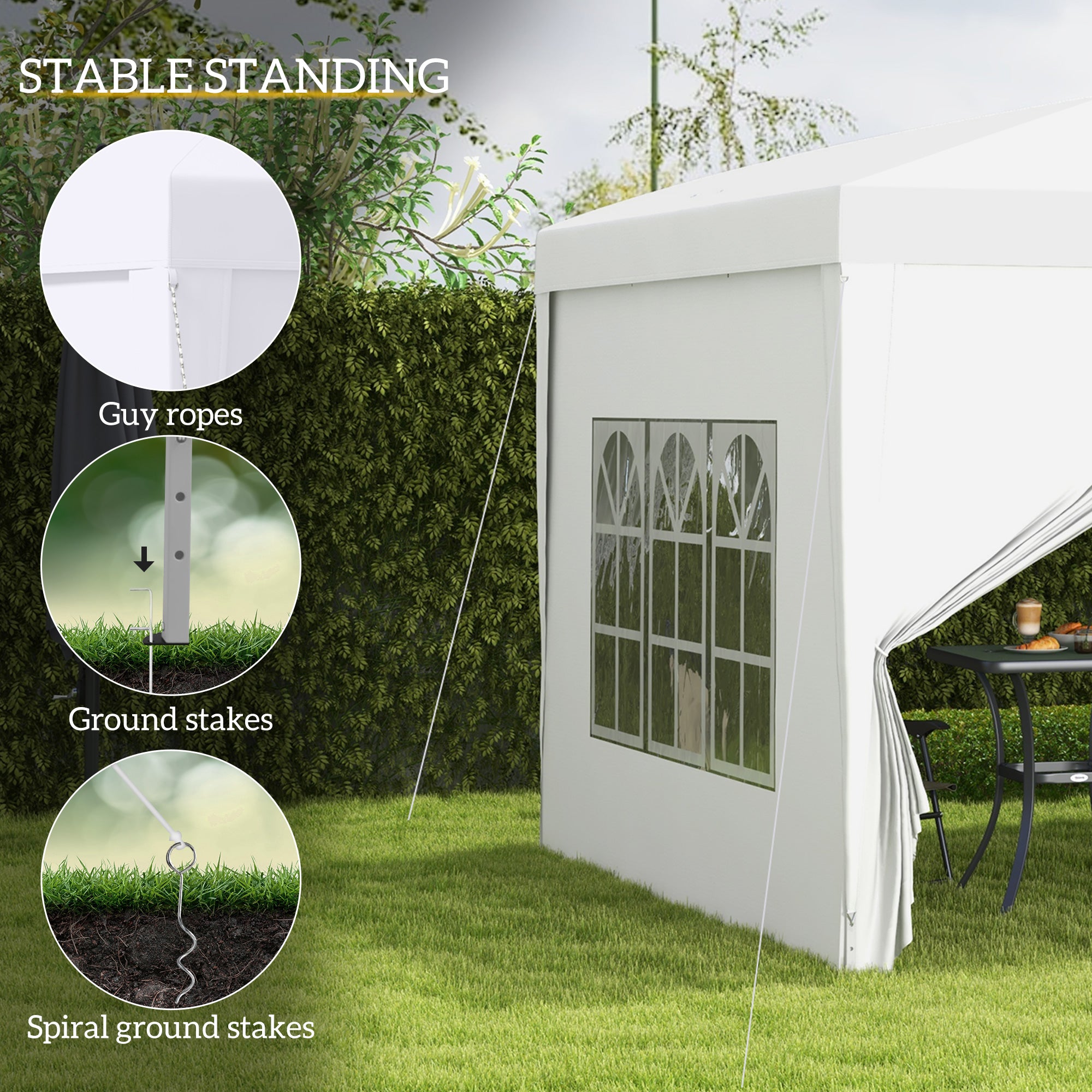 Outsunny 3 x 3m Pop Up Gazebo, Wedding Party Canopy Tent Marquee with Carry Bag and Windows, White - anydaydirect