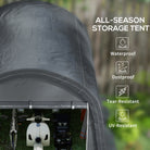 Outsunny 3 x 3(m) Garden Storage Tent, Heavy Duty Outdoor Shed, Waterproof Portable Shed Storage Shelter with Galvanised Steel Frame for Bike, Motorcycle, Garden Tools, Grey - anydaydirect