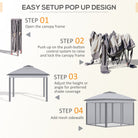 Outsunny 3.3 x 3.3m Pop Up Gazebo, Double Roof Foldable Canopy Tent with Zipped Mesh Sidewalls, Height Adjustable and Carrying Bag, Event Tent for Patio Garden, Grey - anydaydirect