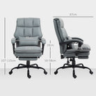HOMCOM Faux Leather Reclining Office Chair, with Footrest - Grey - anydaydirect