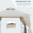 Outsunny 3 x 3 m Garden Gazebo Double Roof Marquee Patio Wedding Party Tent Canopy Shelter with Sidewalls, (Beige) - anydaydirect