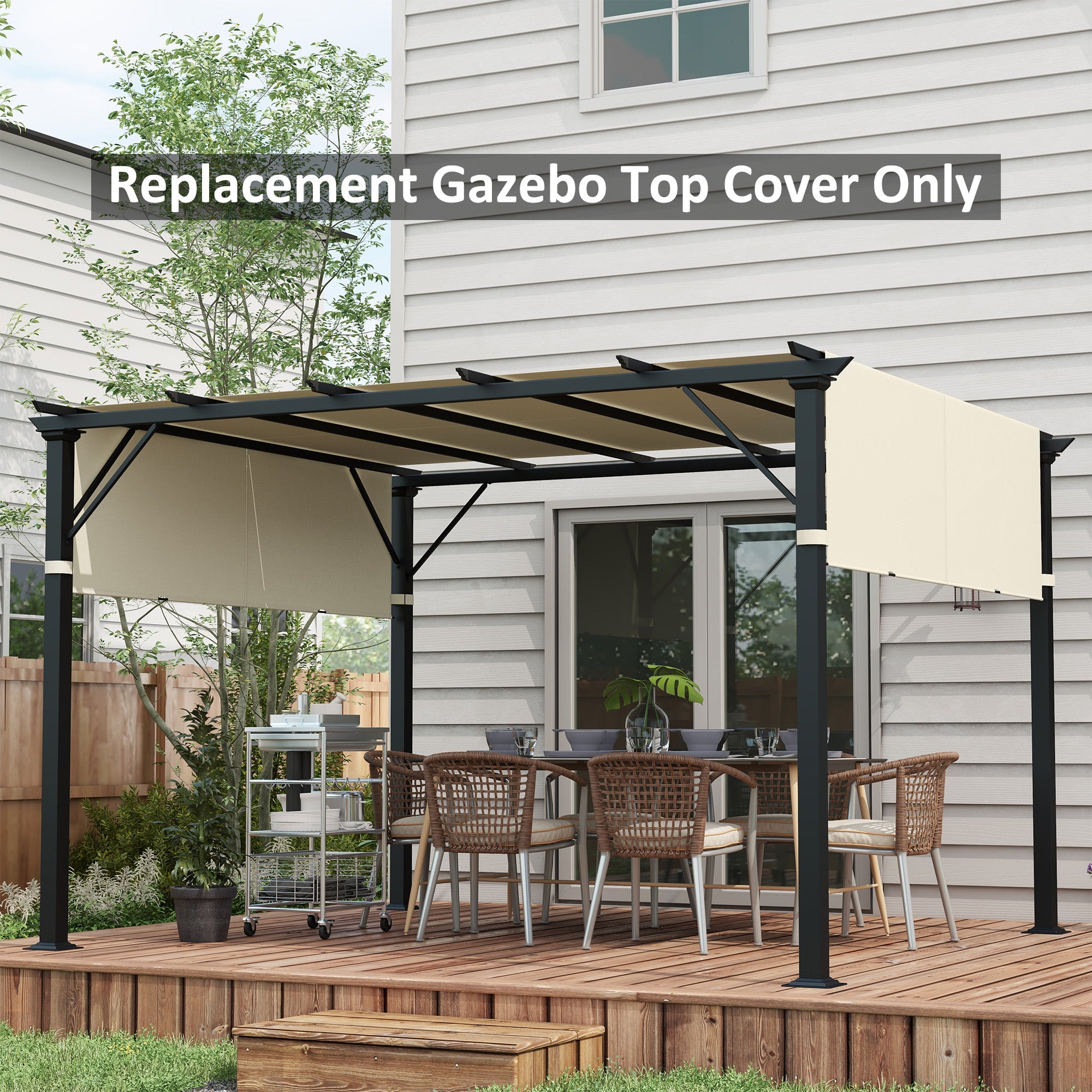 Outsunny 2 Pcs UV Protection Pergola Replacement Canopy, Pergola Shade Cover, Easy to Install, for 3 x 3(m) Pergola, Cream White - anydaydirect
