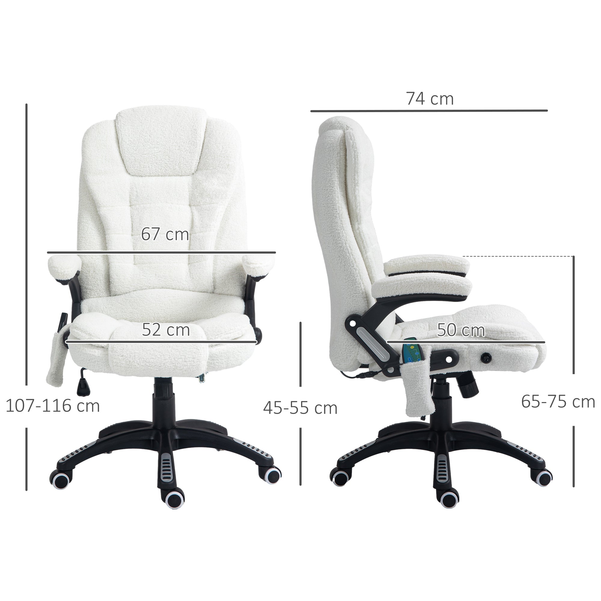 Vinsetto Boucle Six-Point Massage Office Chair - White - anydaydirect