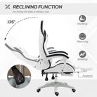 Vinsetto Computer Gaming Chair, PU Leather Desk Chair with Footrest, Swivel Task Chair with 135° Reclining Back and Lumbar Support, PC Chair for Adults, White and Black - anydaydirect