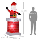 HOMCOM 7ft Christmas Inflatable Santa Claus from Chimney, Blow-Up Outdoor LED Garden Display for Lawn, Party - anydaydirect