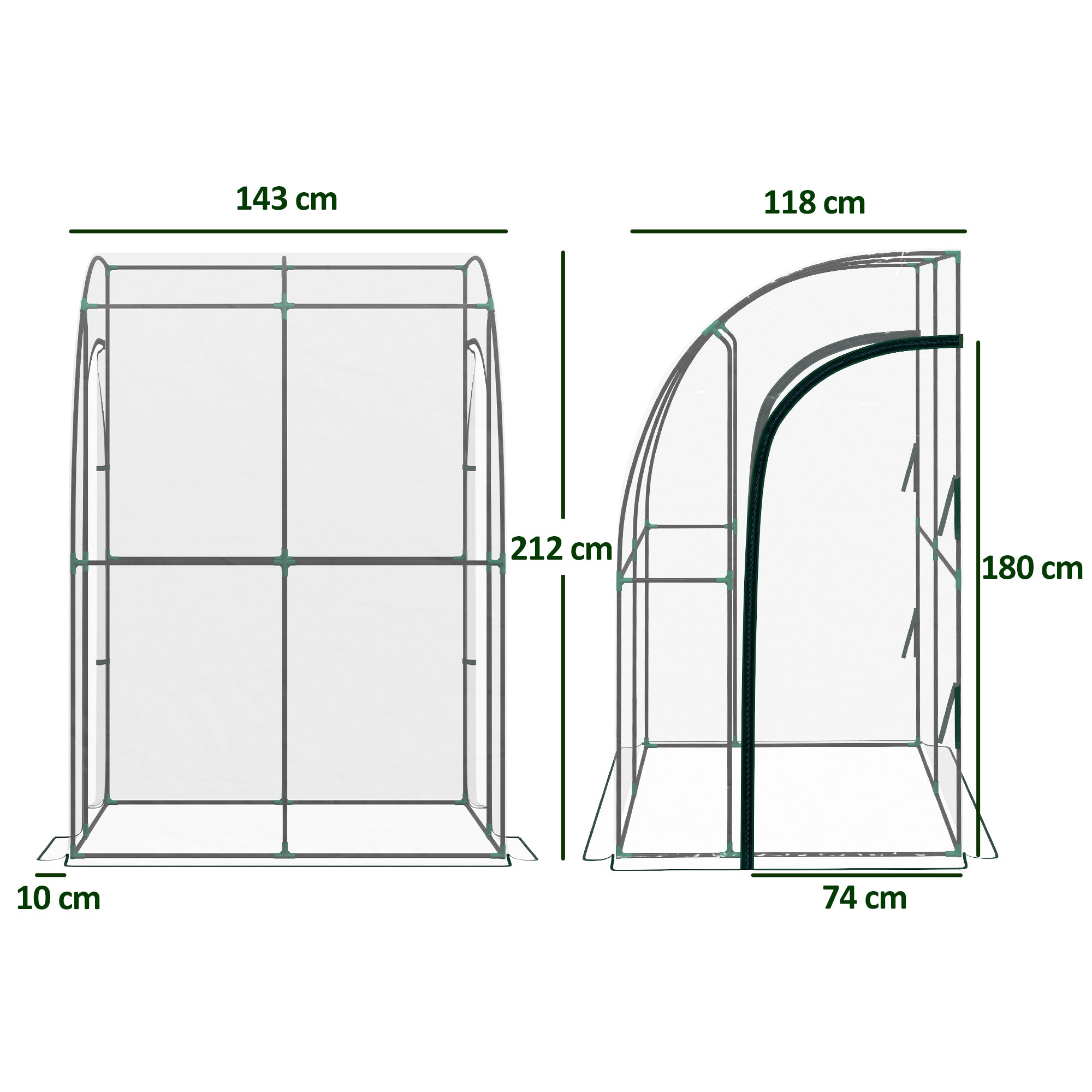 Outsunny 143cm x 118cm Walk-In Lean To Greenhouse, with Accessories - anydaydirect