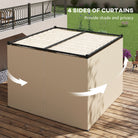 Outsunny 3 x 3(m) Retractable Pergola, Garden Gazebo Shelter with Curtains, for Grill, Patio, Deck, Beige - anydaydirect