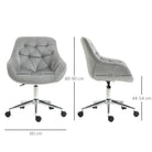 Vinsetto Home Office Chair Velvet Ergonomic Computer Chair Comfy Desk Chair with Adjustable Height, Arm and Back Support, Grey - anydaydirect
