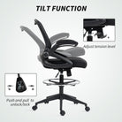 Vinsetto Drafting Chair with Flip-up Armrest, Mesh Office Stool with Foot Ring, 360° Swivel Height Adjustable Chair for Standing Desk, Black - anydaydirect