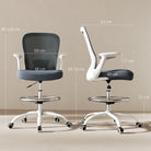 HOMCOM Draughtsman Chair, Mesh Drafting Chair, Ergonomic Office Chair with Flip-up Armrest, Adjustable Foot Ring, Grey - anydaydirect