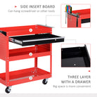 DURHAND 3-Tier Tool Trolley Cart Storage Shelf Roller Cabinet DIY Box Garage Workshop with Drawer Red - anydaydirect