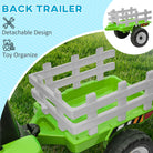 HOMCOM Electric Ride on Tractor w/ Detachable Trailer, 12V Kids Battery Powered Electric Car w/ Remote Control, Music for Kids Aged 3-6, Green - anydaydirect