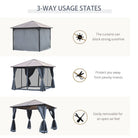 Outsunny 3m x 3m Hardtop Metal Frame Mesh Draped Gazebo Black - anydaydirect
