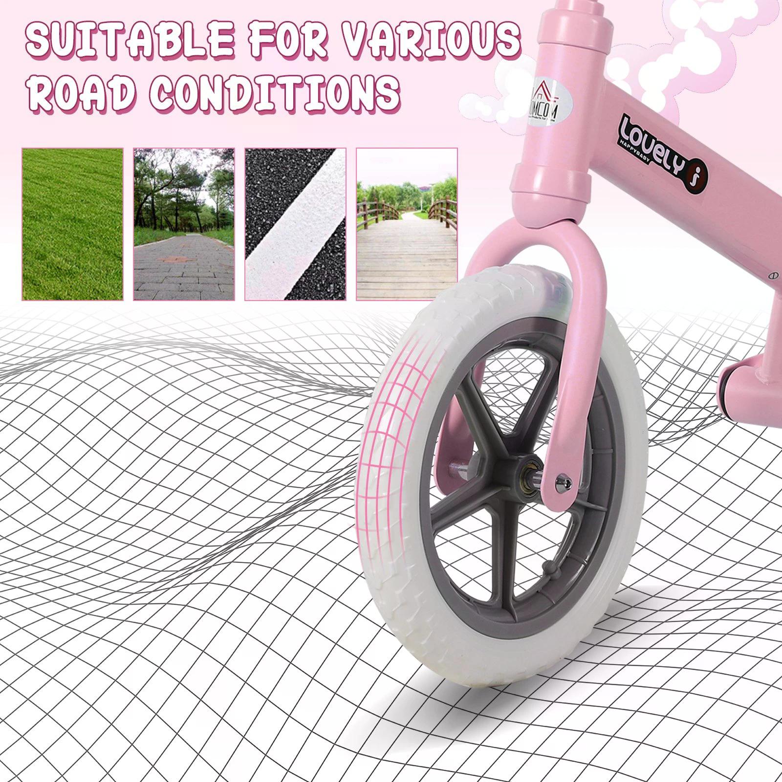 HOMCOM Balance Bike for Toddlers, No Pedal Training Bicycle for Walking Skills Development, Pink - anydaydirect