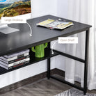 HOMCOM Computer Desk with Storage Shelf, 120 x 60cm Home Office Desk with Metal Frame, Study Table, Easy Assembly, Black - anydaydirect