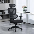 Vinsetto Mesh Office Chair, Height Adjustable Desk Chair with Lumbar Support, Swivel Wheels and Adjustable Headrest, Black - anydaydirect