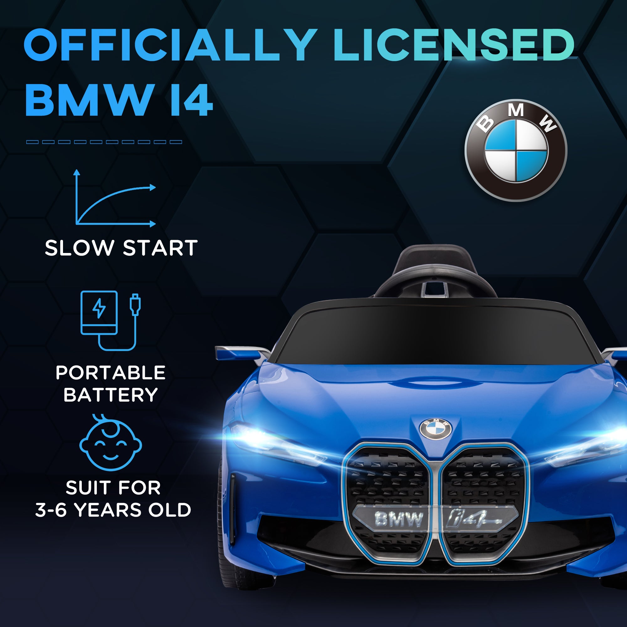 HOMCOM BMW i4 Licensed 12V Kids Electric Ride-On Car - anydaydirect