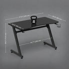 HOMCOM Gaming Desk 120 x 65 cm Steel Frame with Cup Holder, Headphone Hook, Adjustable Feet and Cable Organiser, Home Office Computer Table, Black - anydaydirect
