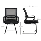 HOMCOM Ergonomic Desk Chair No Wheels, Padded Meeting Office Chair with Sled Base for Home Conference Room, Bedroom, Waiting, Reception, Black - anydaydirect