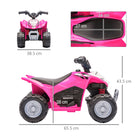 AIYAPLAY Honda Licensed Kids Quad Bike, 6V Electric Ride on Car ATV Toy with LED Light Horn for 1.5-3 Years, Pink - anydaydirect