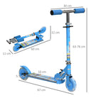 HOMCOM Kids Scooter with Lighting and Music Features, Adjustable Height, Foldable Design for Easy Storage, for 3-7 Years, Blue - anydaydirect