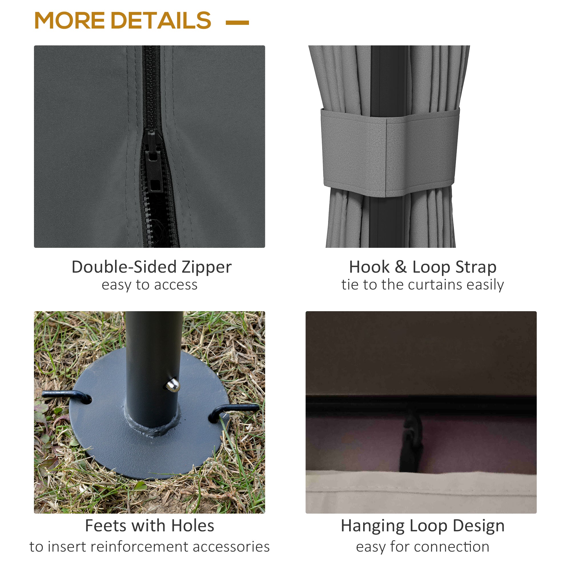 Outsunny 3 x 3(m) Patio Gazebo Canopy Garden Pavilion Tent Shelter Marquee with 2 Tier Roof, Netting and Curtains, Light Grey - anydaydirect