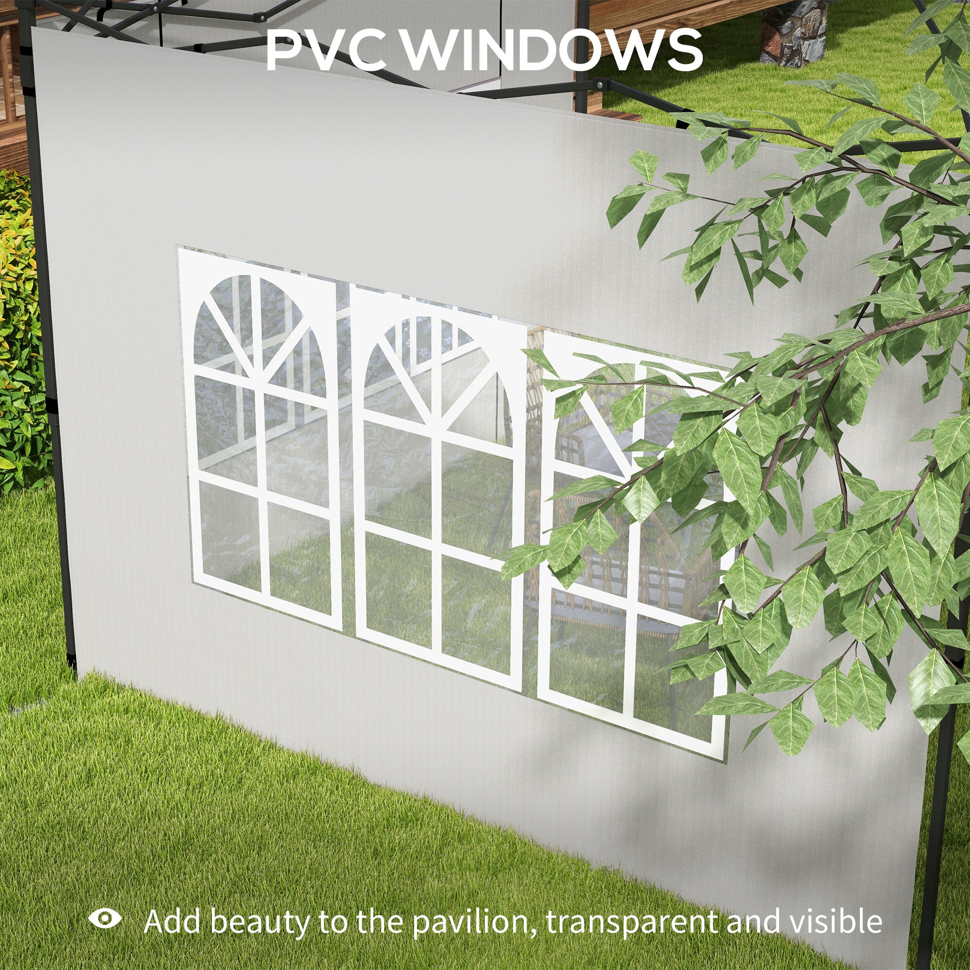Outsunny Gazebo Side Panels, Sides Replacement with Window for 3x3(m) or 3x6m Gazebo Canopy, 2 Pack, White - anydaydirect