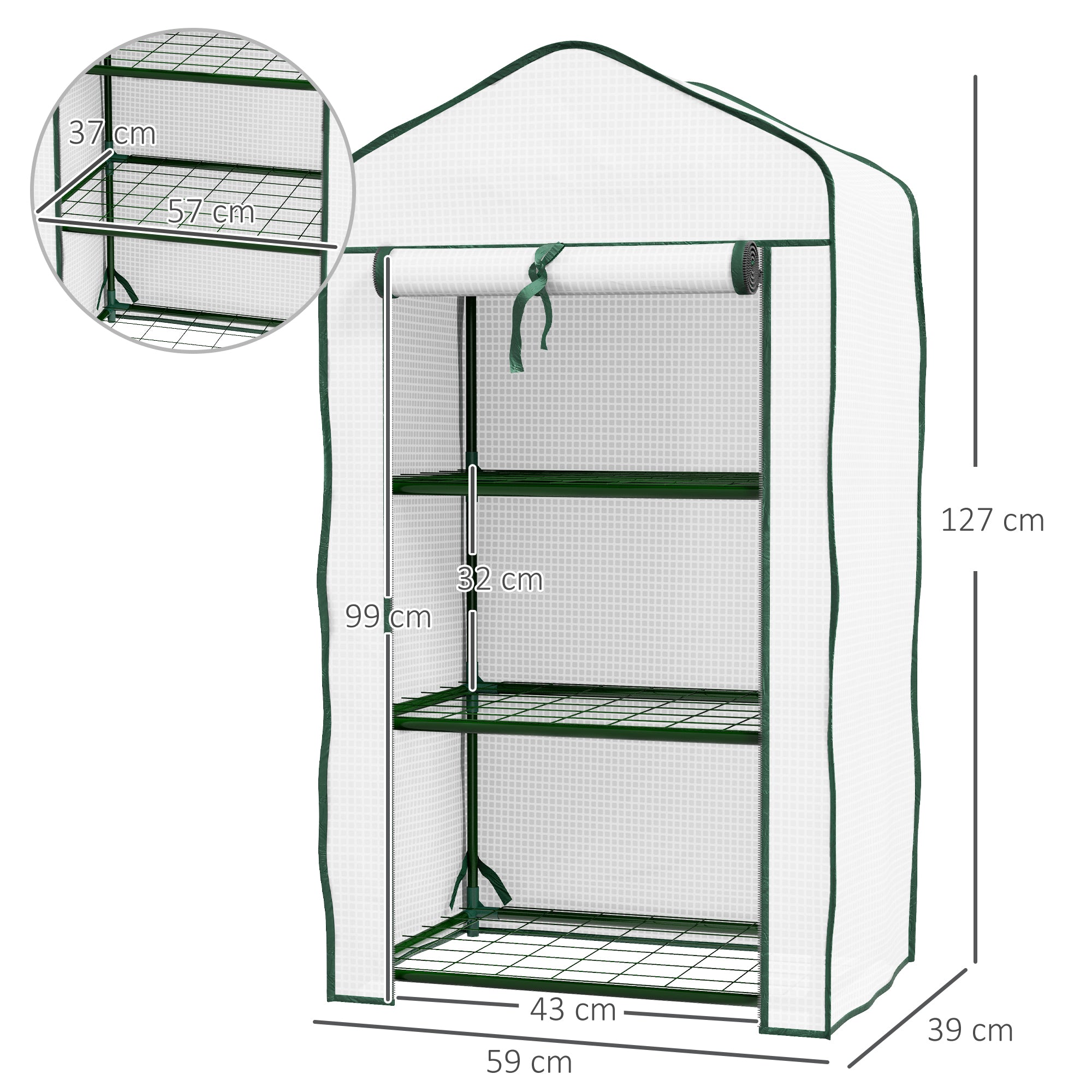 Outsunny Three-Tier Mini Greenhouse - White - anydaydirect