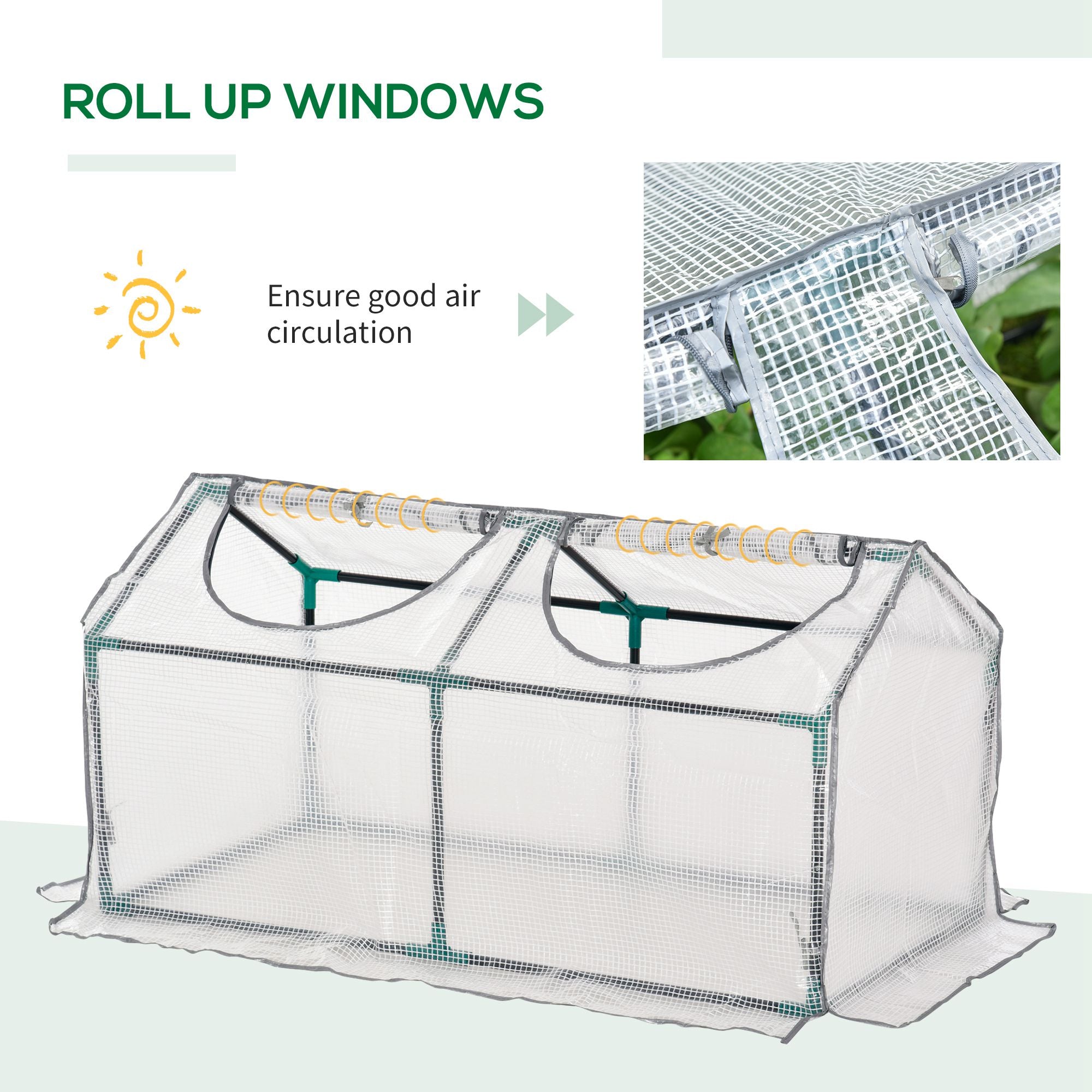 Outsunny Mini Greenhouse Portable Flower Planter Tomato Vegetable House for Garden Backyard with Zipper 120 x 60 x 60 cm, White - anydaydirect