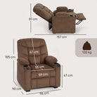HOMCOM Electric Massage Recliner Armchair with Vibration, Heat, Whisper-Quiet Motor, Memory Function, Fleece Power Reclining Chair with Spring Pack, USB Port, Footrest, Side Pocket, Cup Holders, Brown - anydaydirect