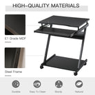 HOMCOM Movable Computer Desk with 4 Moving Wheels Sliding Keyboard Tray Home Office Workstation Black - anydaydirect